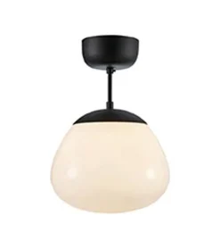 Rise taklampe - Svart/Opal hvit - Svart / Opal