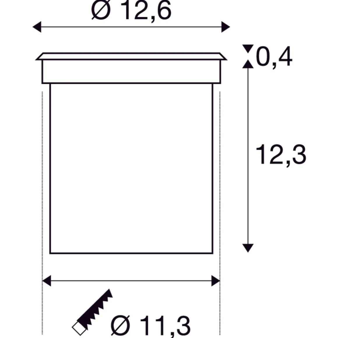 Rocci 125 rund nedfellbar uplight 6W 3000 Kelvin IP67