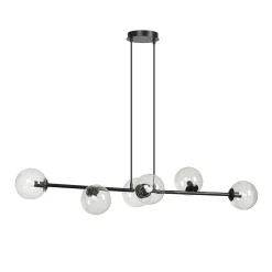 Rossi takpendel 6 lys - Svart/Klart glass