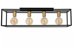 Ruben taklampe 90 cm 4-lys - Svart/Gullfarget