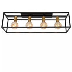 Ruben taklampe 90 cm 4-lys - Svart/Gullfarget