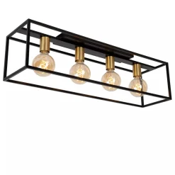 Ruben taklampe 90 cm 4-lys - Svart/Gullfarget