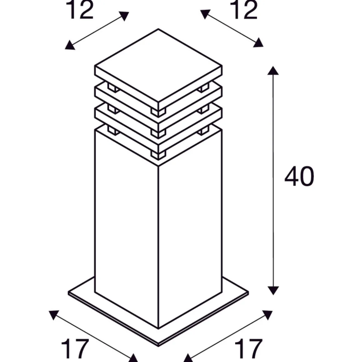 Rusty square pullert 40 cm IP55