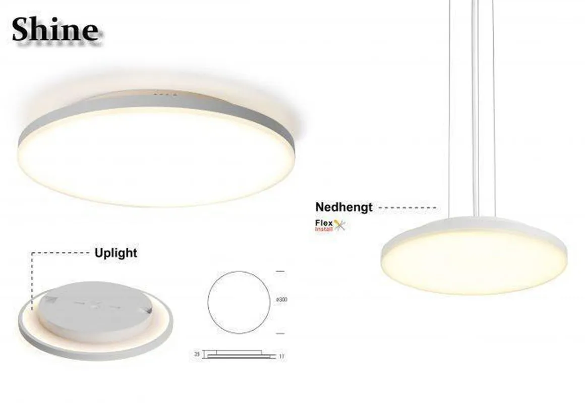 Shine 300 taklampe CS/PS 10/18/24W 2700/3000K Dimbar - Hvit