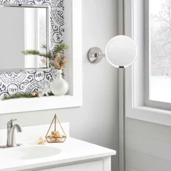 Simplehuman sminkespeil med lys, 20cm veggmontert kabel - Børstet stål