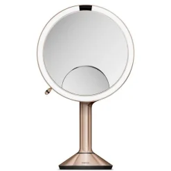 Simplehuman sminkespeil trio med lys, sensor og oppladbart - Rosegull