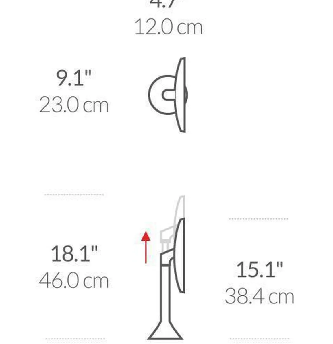 Sminkespeil med lys, sensor og oppladbart 20cm - Rosa