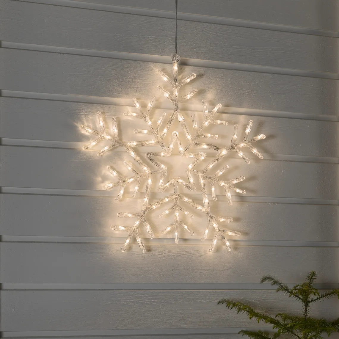 Snøfnugg med 90 varmhvite LED 58 cm IP44 utendørs