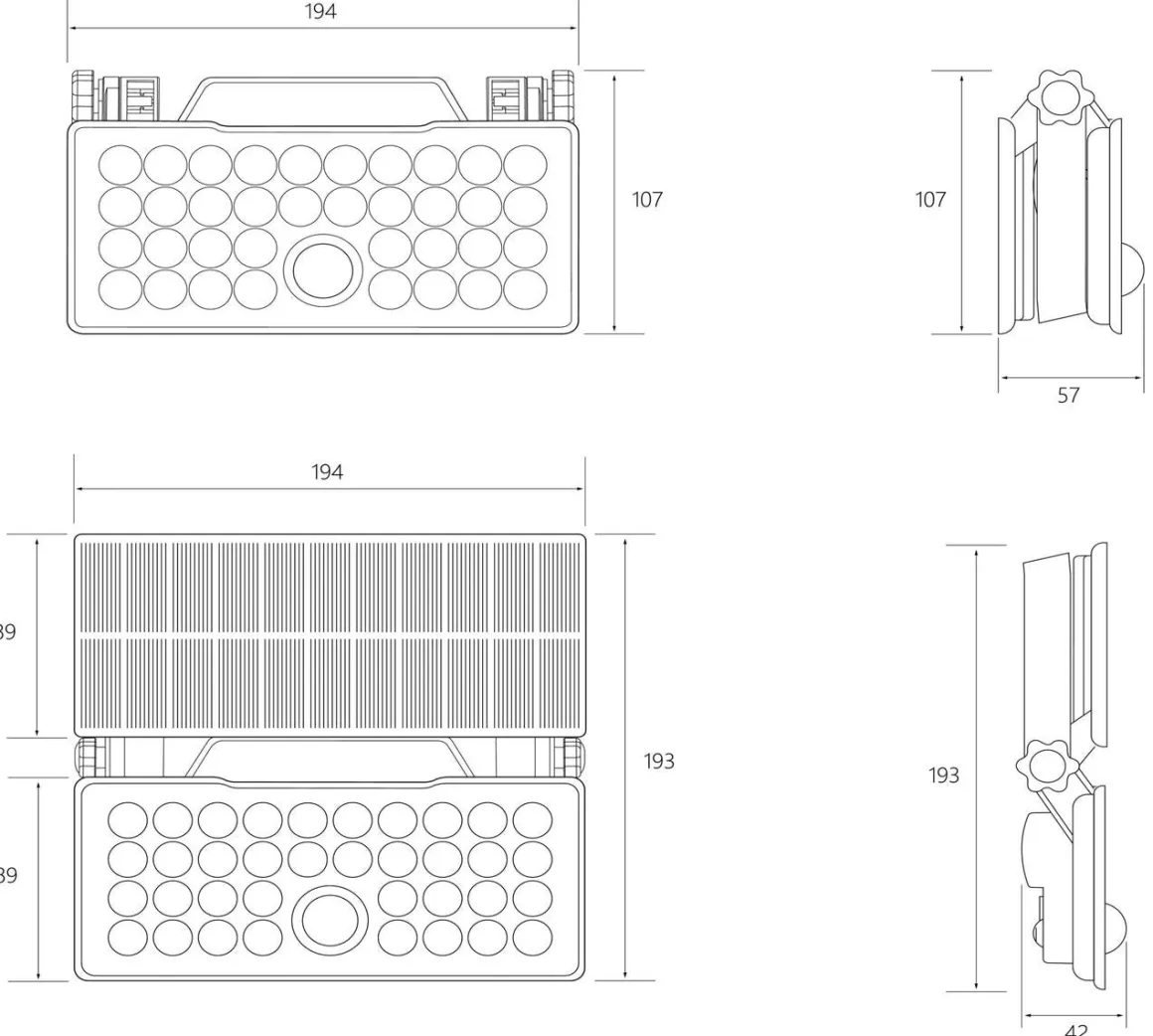 Solar portabel vegglampe 10W 3000 Kelvin IP65 utendørs med solcelle og sensor