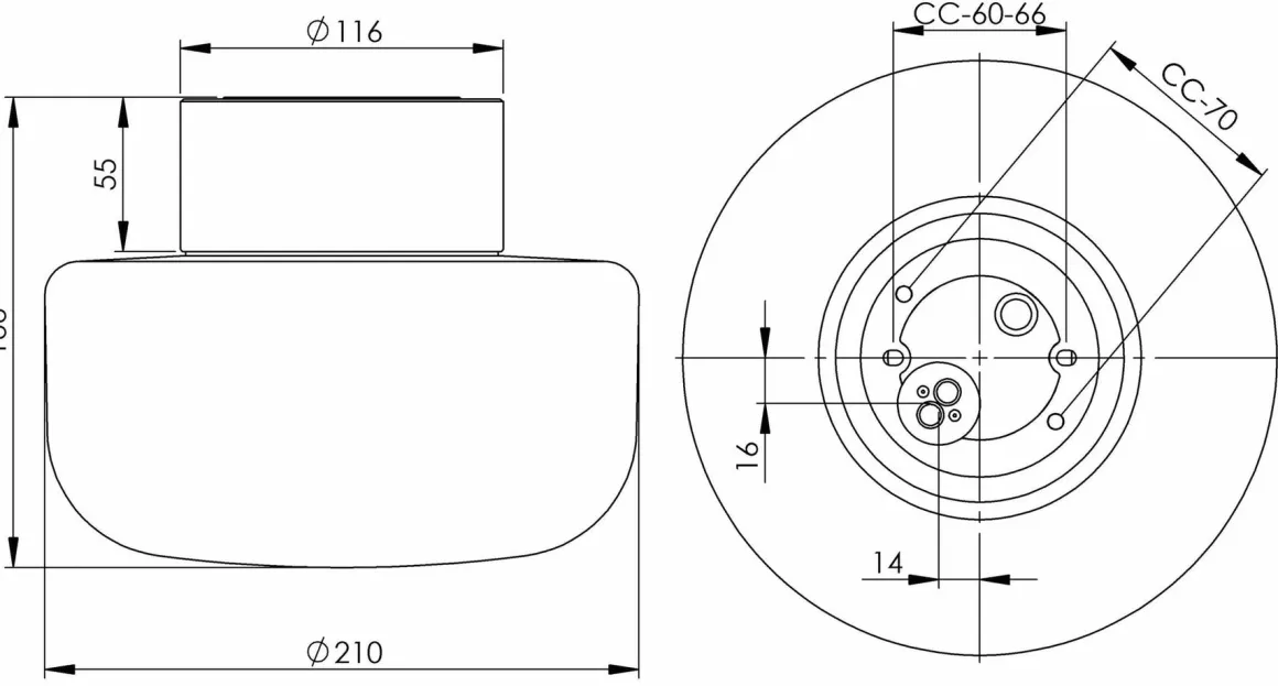 Solenne 210/165 tak/vegglampe IP44 10W 3000K