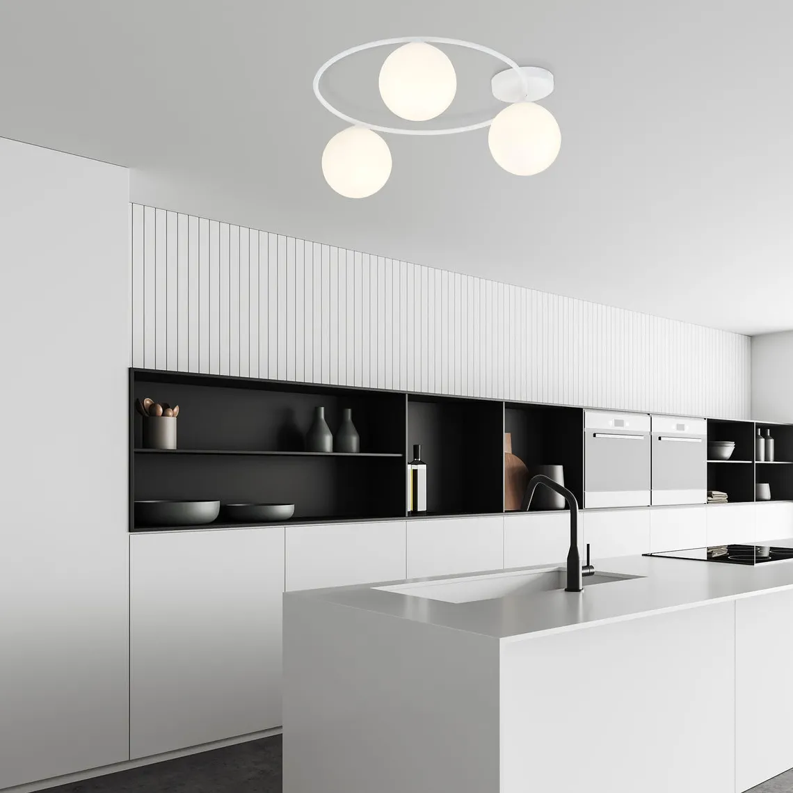 Sopra taklampe 3-lys - Hvit/Opal