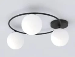 Sopra taklampe 3-lys - Svart/Opal
