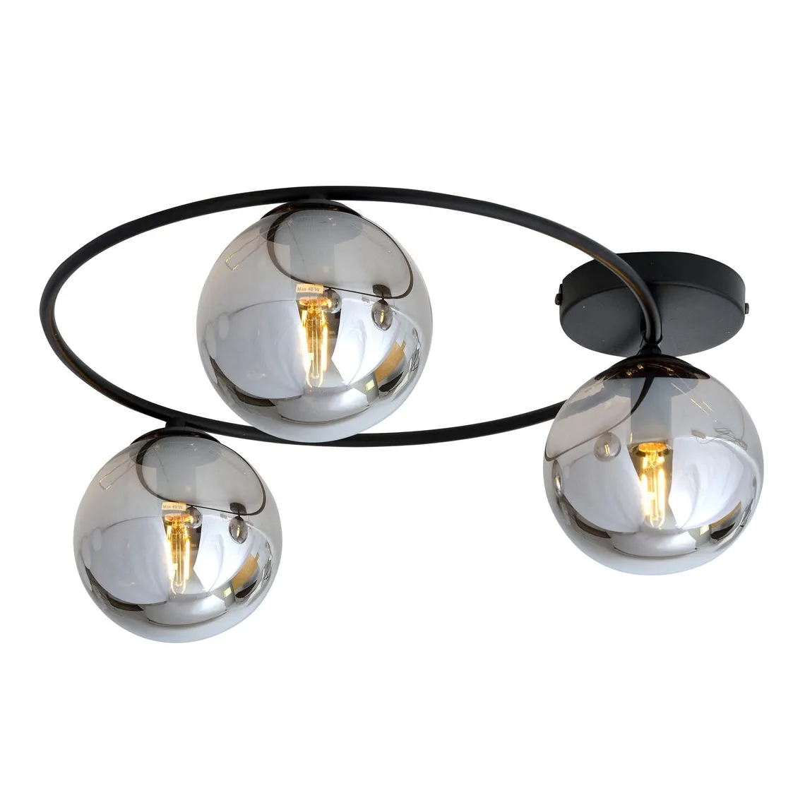 Sopra taklampe 3-lys - Svart/Røykfarget