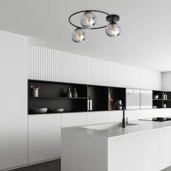 Sopra taklampe 3-lys - Svart/Røykfarget