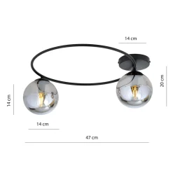 Sopra taklampe 2-lys - Svart/Røykfarget