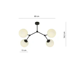 Space taklampe 4 lys - Svart/Opal