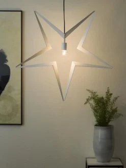 Stor adventstjerne i metall 80cm - hvit
