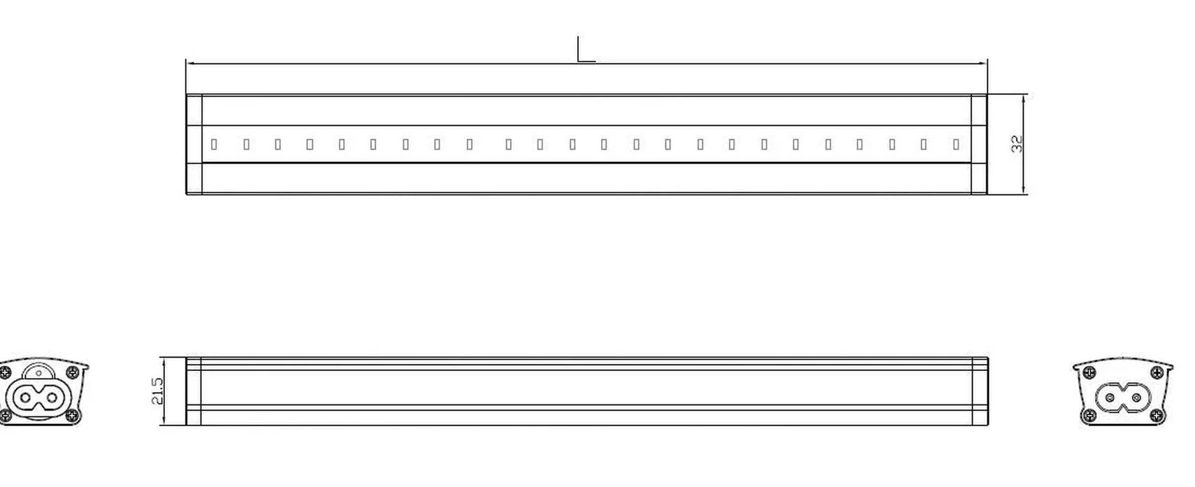 Super Linear skinne 61 cm 10W 3000K dimbar - Hvit