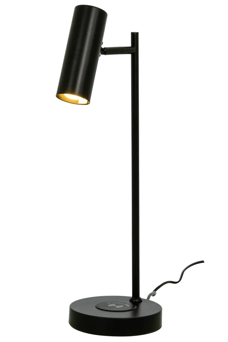 Tabela bordlampe med trådløs lader og USB - Svart