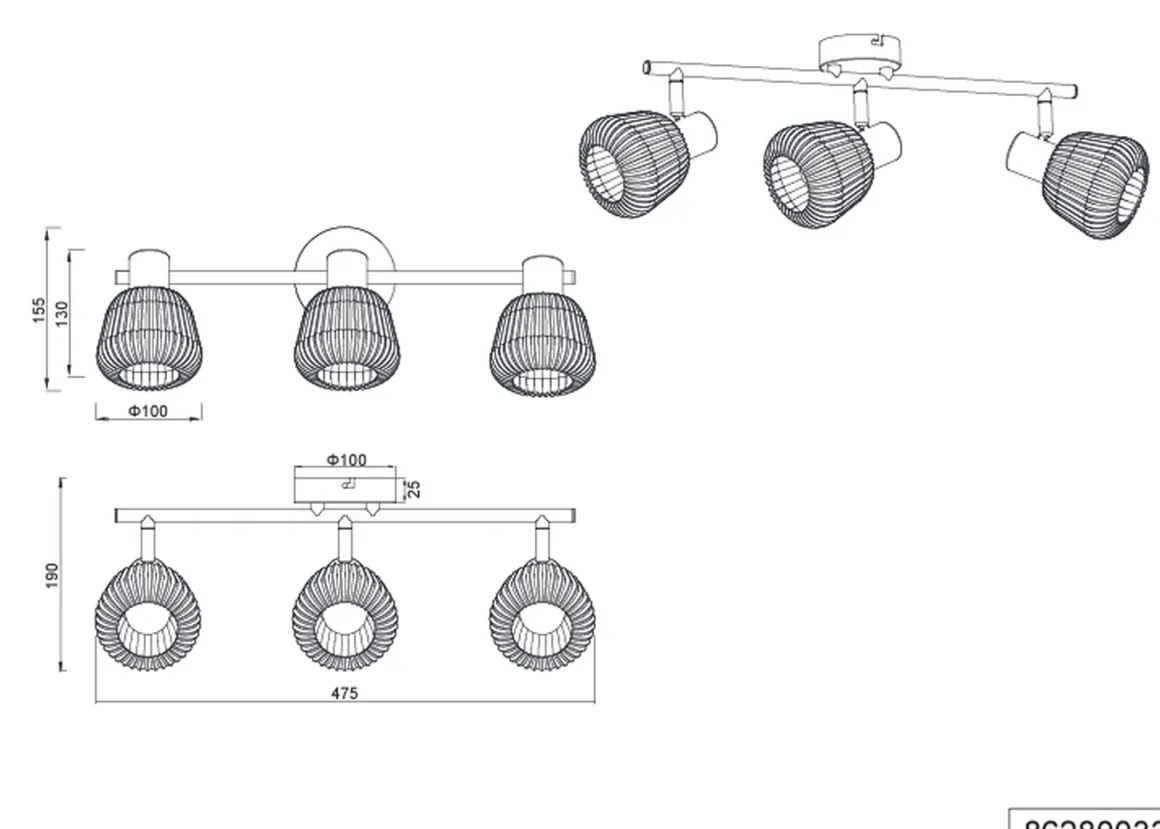 Tarifa taklampe 3-lys