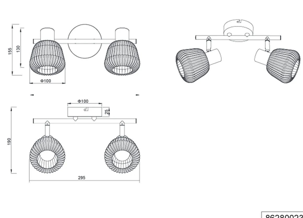 Tarifa taklampe 2-lys