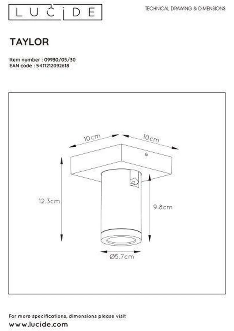 Taylor spot 1 lys IP44 baderom warm to dim 5W 2200-3000K
