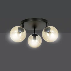 Tofi taklampe rund 3 lys - Svart/Amberfarget