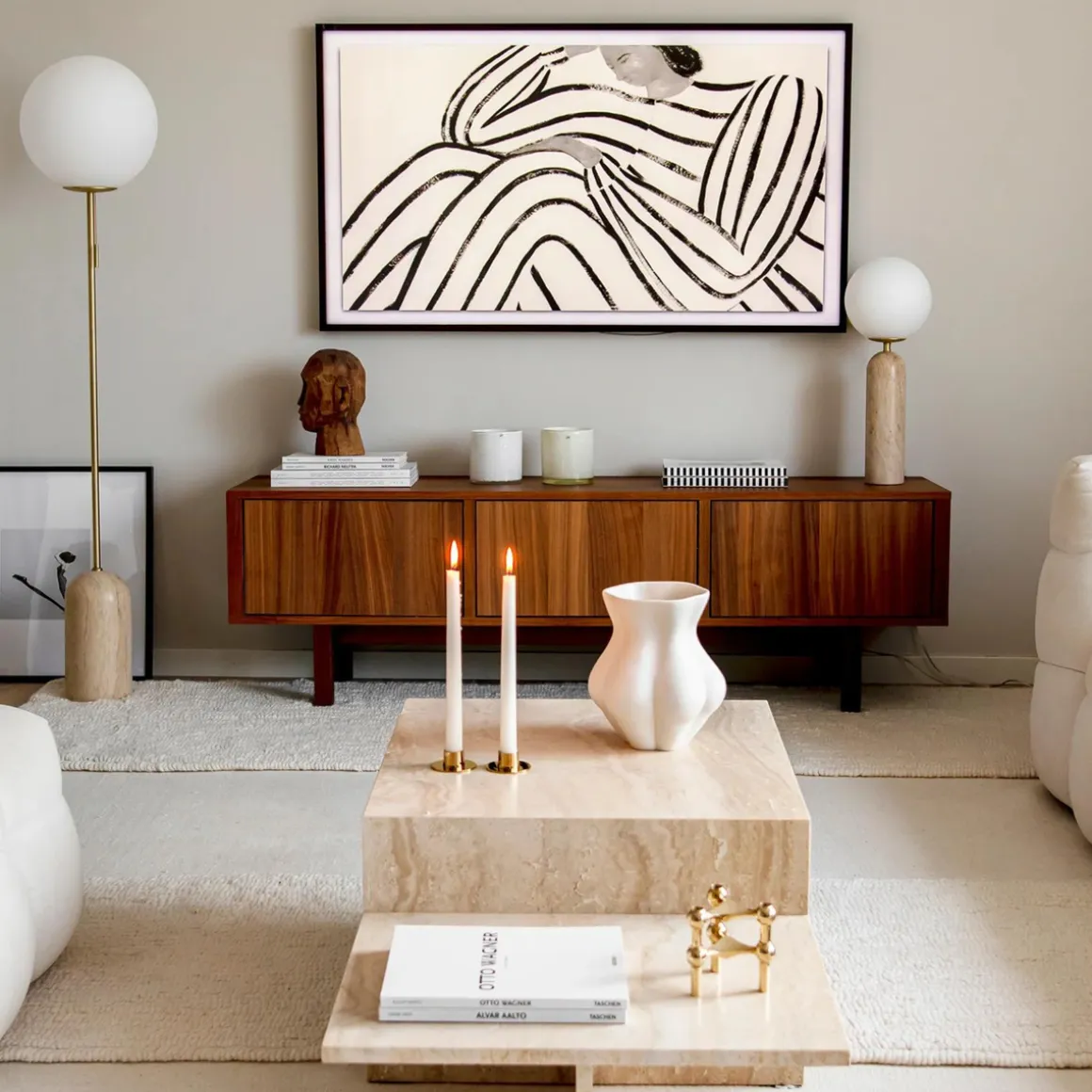 Torrano gulvlampe - Travertine
