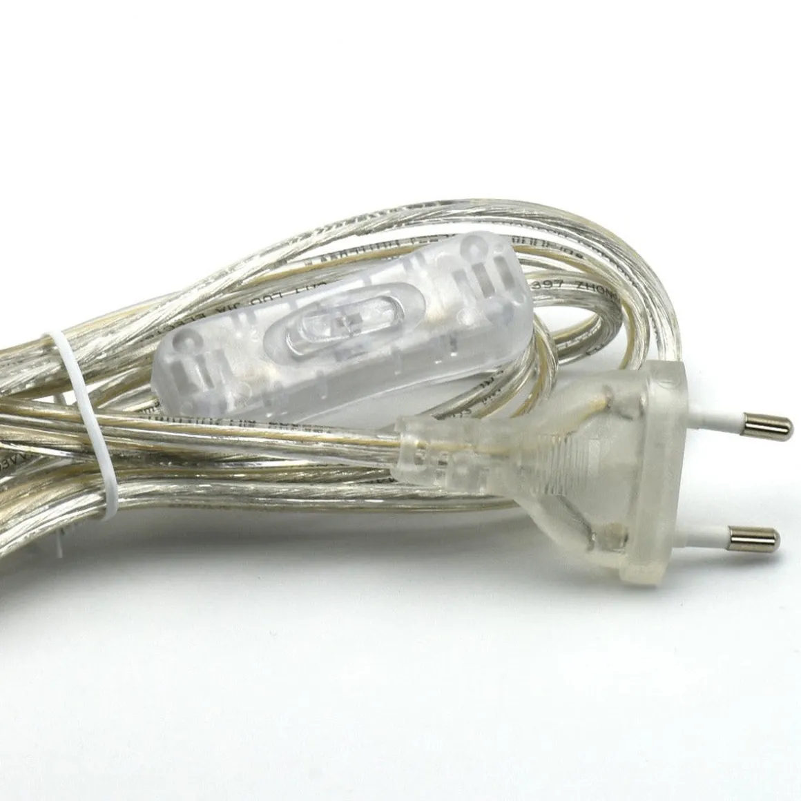 Transparent ledning m/bryter & støpsel