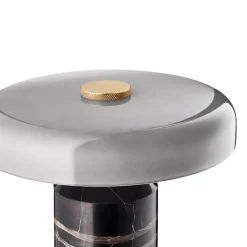 Trip oppladbar bordlampe - Ask marmor/Grå blank skjerm