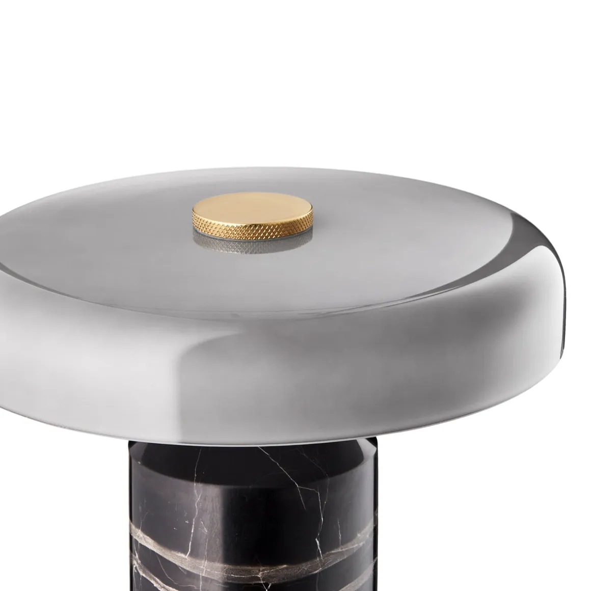 Trip oppladbar bordlampe - Ask marmor/Grå blank skjerm