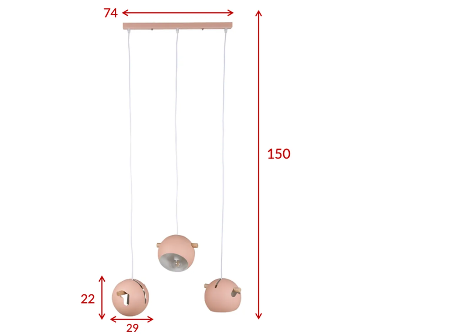 Tubbie takpendel 3 lys - Dusty Pink