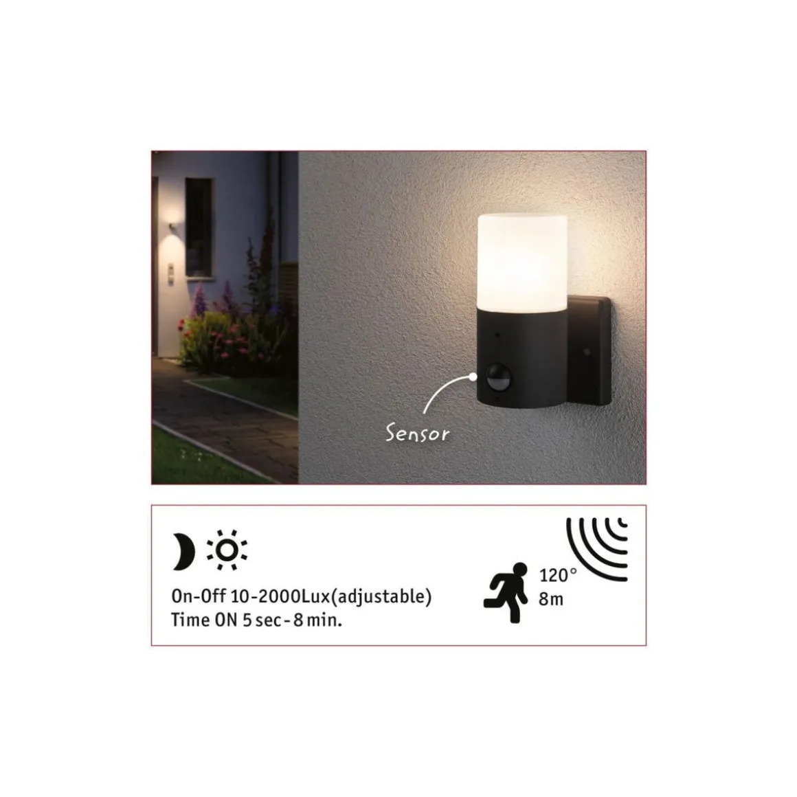 Tube vegglampe utendørs IP44 - Sensor