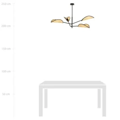 Vene taklampe 4-lys - Svart/Natur