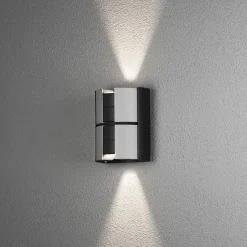Vidar vegglampe utendørs opp/ned 2x5W - Svart/Sølv