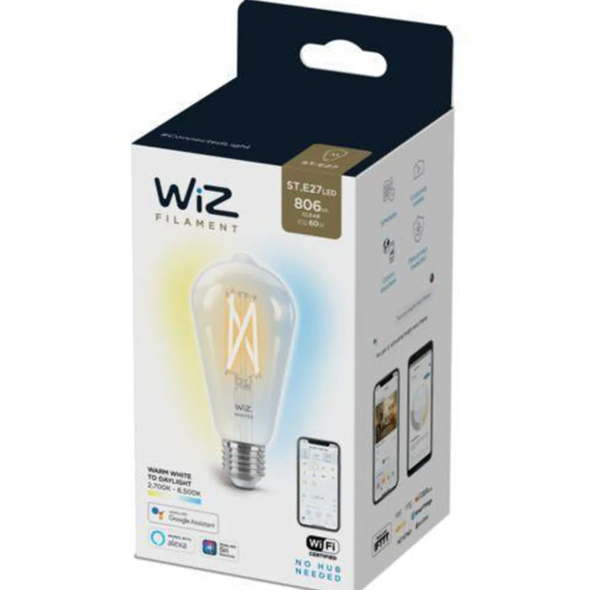WiZ E27 Lyspære filament A64 6,7W Wifi - Justerbar fargetemperatur 2700-6500 Kelvin v1
