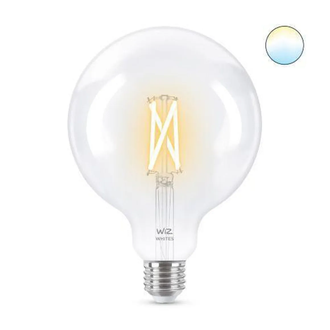 WiZ E27 Lyspære filament G125 6,7W Wifi - Justerbar fargetemperatur 2700-6500 Kelvin