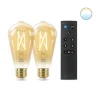 WiZ E27 Lyspære filament St64 6,7W Wifi 2 pak m/fjernkontroll - Justerbar fargetemperatur 2000-5000 Kelvin