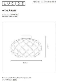 Wolfram taklampe 30 cm